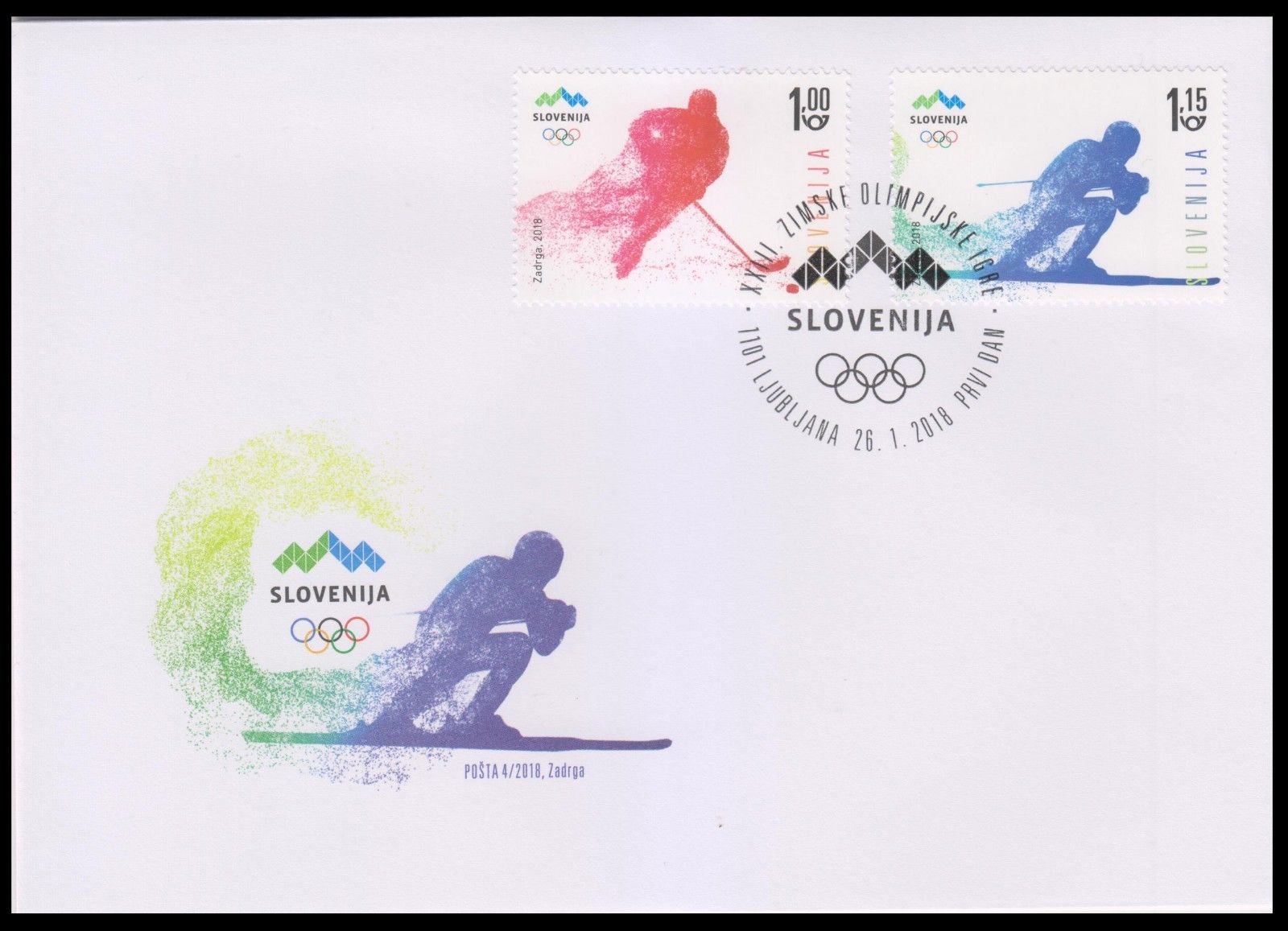 Slovenia - 2018 Winter Olympics, released January 26, 2018 [first day cover]
