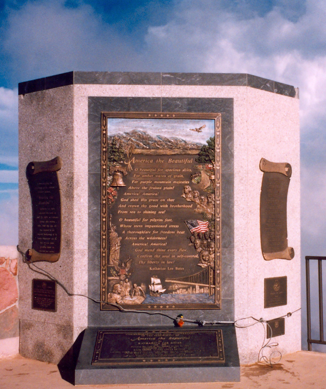 Plaque commemorating the song, "America the Beautiful" atop Pikes Peak. Photo taken on July 1, 1999.